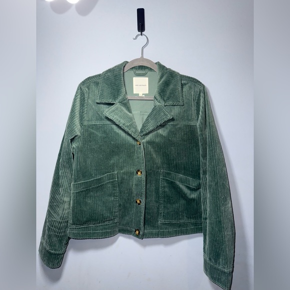 Anthropologie Avec Les Filles Tegan Moss Green Corduroy Shirt Jacket Size L EUC - Picture 1 of 11